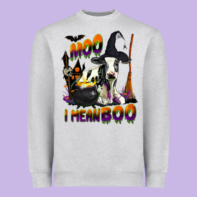 Moo I Mean Boo Holstein Cow Heavyweight Sweatshirt Designed By Lillyallendesigns