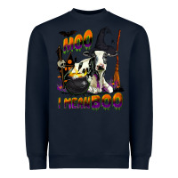 Navy Moo I Mean Boo Holstein Cow Heavyweight Sweatshirt - LillyAllenDesigns