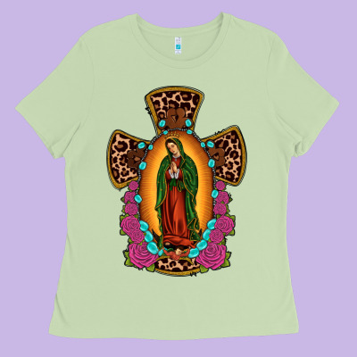 Our Lady Of Guadalupe Cross Ladies Tee Designed By Jahusdesignshop