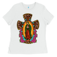 White our lady of guadalupe cross Ladies Tee - JahusDesignShop