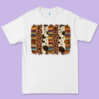 Serape Sunflower Cowhide Leopard Brushstroke Premium Tee Designed By Adodesignshop