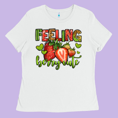 Feeling Berry Cute Strawberry Ladies Tee Designed By Jasminsmagicworld