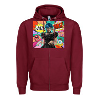 Burgundy pop art gothic girl Zipper Hoodie - TumblerDesignByShophia