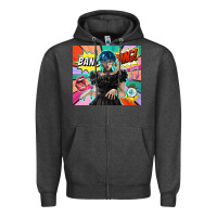 Charcoal Heather pop art gothic girl Zipper Hoodie - TumblerDesignByShophia