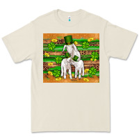St Patricks Goat Family Shamrock Gold Serape Leopard Glitter Wooden Tu Premium Tee | Teevron