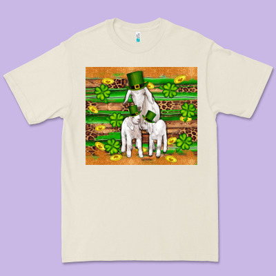 St Patricks Goat Family Shamrock Gold Serape Leopard Glitter Wooden Tu Premium Tee Designed By Artiststas