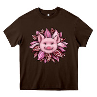 Chocolate Brown sunflower leopard Heavy Core Tee - JahusDesignShop