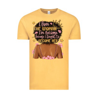 Vintage Mustard i love the woman i've become because i fought to b Vintage Tee - MaliasSmallBusiness