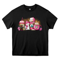 Black pink Christmas winter snowman coffee Heavy Core Tee - Jasminsmagicworld