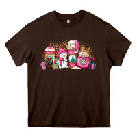 Chocolate Brown pink Christmas winter snowman coffee Heavy Core Tee - Jasminsmagicworld