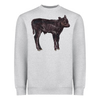 Heather Grey Black Angus Calf Illustrations Heavyweight Sweatshirt - LillyAllenDesigns