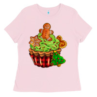 Bubblegum Pink christmas cookie cupcake Ladies Tee - AdoDesignShop