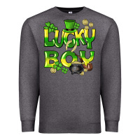Charcoal Heather Lucky Boy St. Patrick's Day Premium Sweatshirt - HowdyJamesFarm