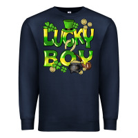 Navy Lucky Boy St. Patrick's Day Premium Sweatshirt - HowdyJamesFarm