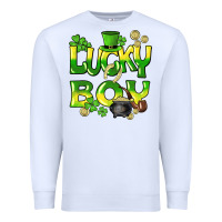 White Lucky Boy St. Patrick's Day Premium Sweatshirt - HowdyJamesFarm