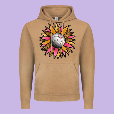 Volleyball Sunflower Vintage Hoodie Designed By Jasminsmagicworld