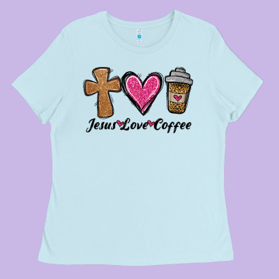 Jesus Love Coffee Ladies Tee Designed By Jasminsmagicworld