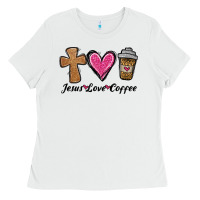 White jesus love coffee Ladies Tee - Jasminsmagicworld