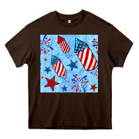 Chocolate Brown 4th of july firecracker and star seamless  pattern Heavy Core Tee - BundleAndBundleShop