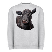 Heather Grey Black Angus Cow Illustrations Heavyweight Sweatshirt - LillyAllenDesigns