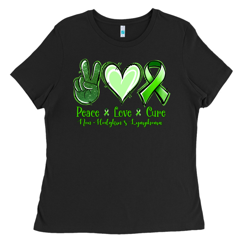 Peace Love Cure Non Hodgkin's Lymphoma Ladies Tee by Jasminsmagicworld | Teevron