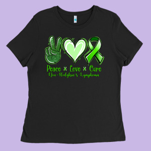 Peace Love Cure Non Hodgkin's Lymphoma Ladies Tee Designed By Jasminsmagicworld