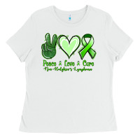 White peace love cure non hodgkin's lymphoma Ladies Tee - Jasminsmagicworld