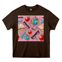 Chocolate Brown Teacher Seamless Pattern Heavy Core Tee - BundleAndBundleShop
