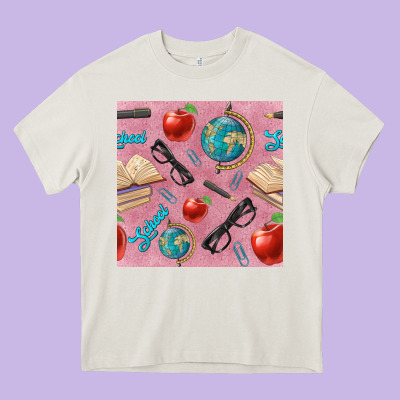 Teacher Seamless Pattern Heavy Core Tee Designed By Bundleandbundleshop