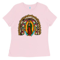 Bubblegum Pink our lady of Guadalupe rainbow Ladies Tee - JahusDesignShop