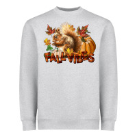 Heather Grey Fall Vibes Squirrel Heavyweight Sweatshirt - LillyAllenDesigns