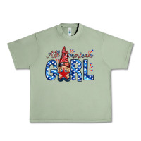 Oil Green all american girl with gnome Urban Heavy Tee - NancyCooperArtShop