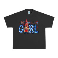 Pigment Black all american girl with gnome Urban Heavy Tee - NancyCooperArtShop