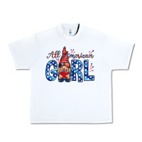 White all american girl with gnome Urban Heavy Tee - NancyCooperArtShop
