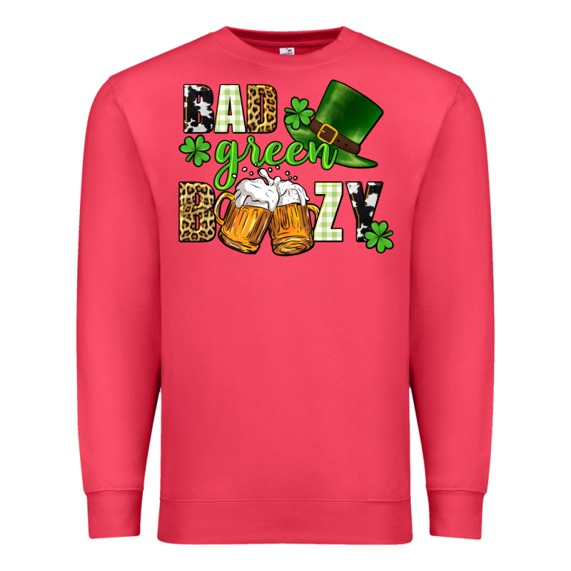Bad Green Boozy St. Patrick's Day Premium Sweatshirt by CowGirlArtShop | Teevron