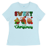 Baby Blue sweet Christmas with cupcake Ladies Tee - AdoDesignShop