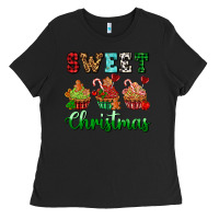 Black sweet Christmas with cupcake Ladies Tee - AdoDesignShop
