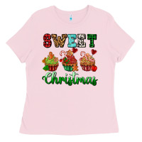 Bubblegum Pink sweet Christmas with cupcake Ladies Tee - AdoDesignShop