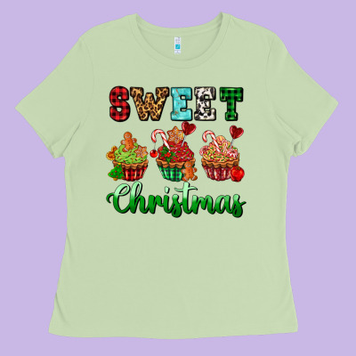 Sweet Christmas With Cupcake Ladies Tee Designed By Adodesignshop