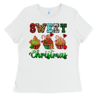 White sweet Christmas with cupcake Ladies Tee - AdoDesignShop