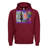 Burgundy gothic girl horror family Zipper Hoodie - TumblerDesignByShophia