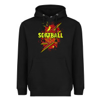 Black Softball vibes lightning bolt Heavyweight Hoodie - HowdyJamesFarm