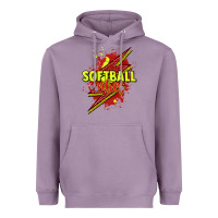 Lavender Softball vibes lightning bolt Heavyweight Hoodie - HowdyJamesFarm