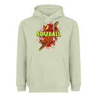 Matcha Softball vibes lightning bolt Heavyweight Hoodie - HowdyJamesFarm