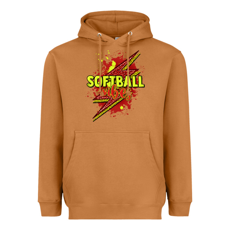 Softball Vibes Lightning Bolt Heavyweight Hoodie by HowdyJamesFarm | Teevron