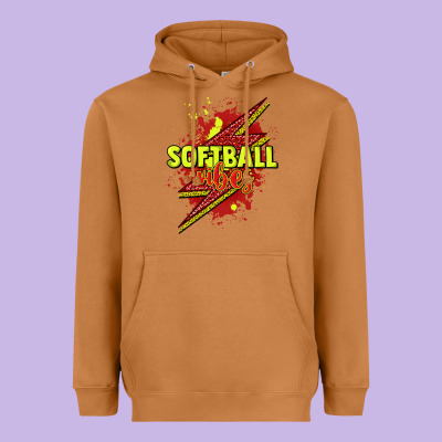 Softball Vibes Lightning Bolt Heavyweight Hoodie Designed By Howdyjamesfarm