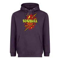 Plum Softball vibes lightning bolt Heavyweight Hoodie - HowdyJamesFarm