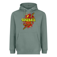 Sage Softball vibes lightning bolt Heavyweight Hoodie - HowdyJamesFarm
