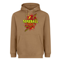 Toasted Coconut Softball vibes lightning bolt Heavyweight Hoodie - HowdyJamesFarm