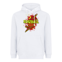 White Softball vibes lightning bolt Heavyweight Hoodie - HowdyJamesFarm